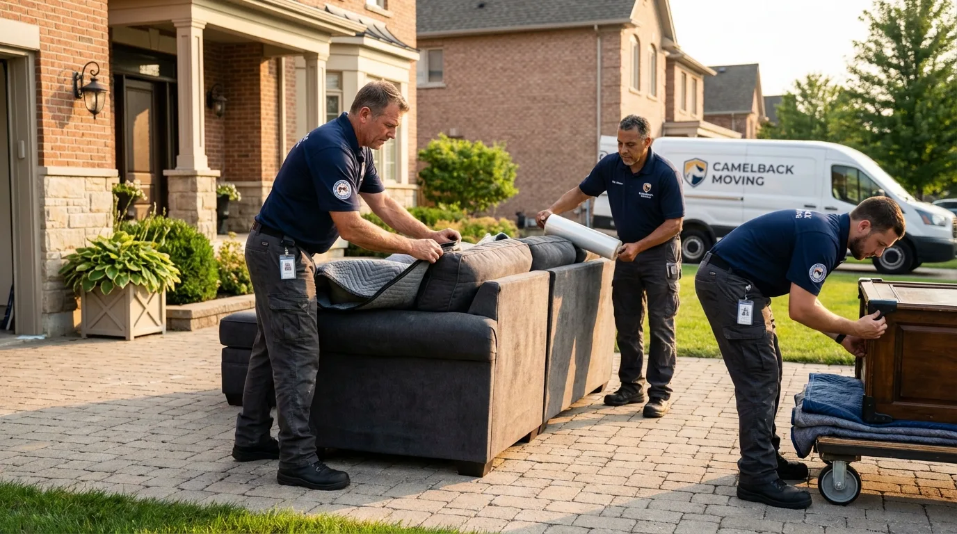 Large estate moving crew wrapping furniture in Homer, MI